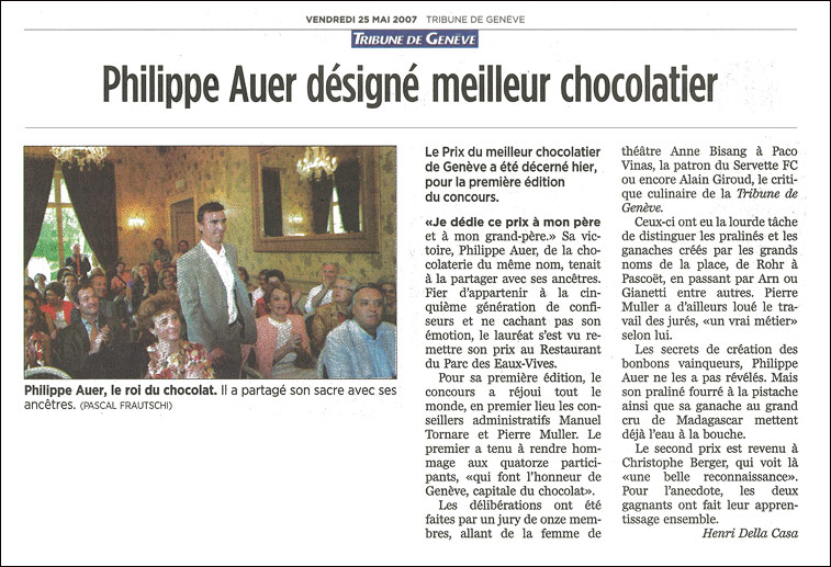 Philippe Auer nommé meilleur chocolatier